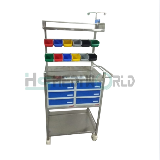 Crash cart trolley with 12 bins